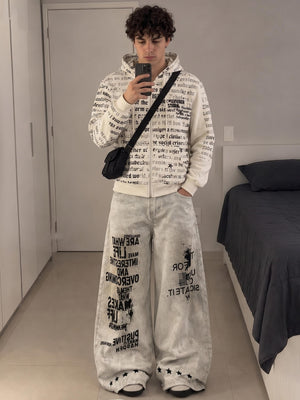 Offwhite Slogan Jeans – am Model, Spiegelfoto | XoKool