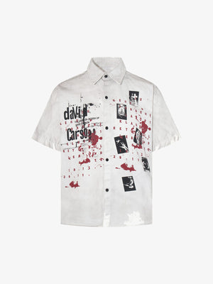 Offwhite Button-Up-Hemd mit Collage-Print – Offwhite, Vorderansicht flach | XoKool