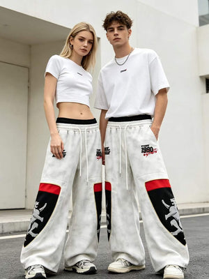 Off White Patchwork Sweatpants with Lion Panels – on models, street | XoKool