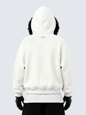 Zip Hoodie mit Fellkapuze – am Model, Rückansicht | XoKool