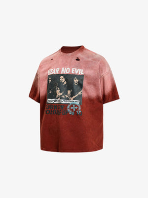 Ombre distressed tee – Red Ombre, angled front view | XoKool