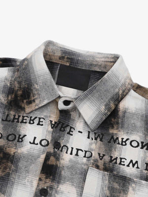 Bleached flannel shirt – Gray, inner collar close-up | XoKool