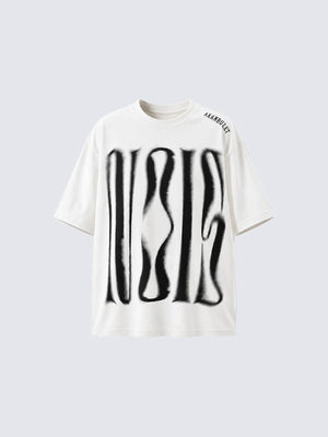 Blurred letter oversized tee – White, front view | XoKool