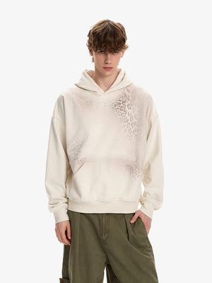 Leopard print hoodie – on model, cream, front | XoKool