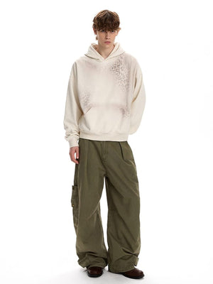 Leopard print hoodie – on model, cream, full body | XoKool