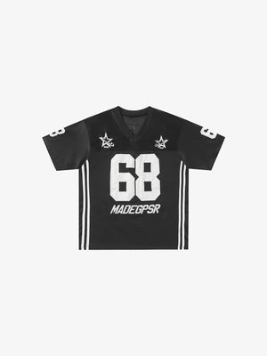Oversized Mesh Football Jersey with Number 68 – Black, front view | XoKool