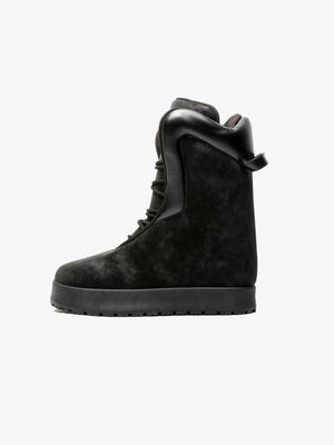 Botas puffer acolchadas oversize de caña alta – negro ante, vista lateral | XoKool