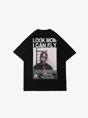 Oversized Fotoprint T-Shirt mit Grafik auf dem Rücken – Schwarz, Rückseite | XoKool