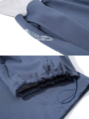 Pantalones deportivos oversize – Azul pizarra, detalle del bolsillo y del bajo con cordón | XoKool
