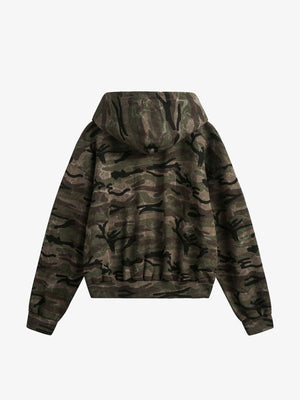 Oversized Woodland Camo Zip Hoodie – Camo, Rückseite flach | XoKool
