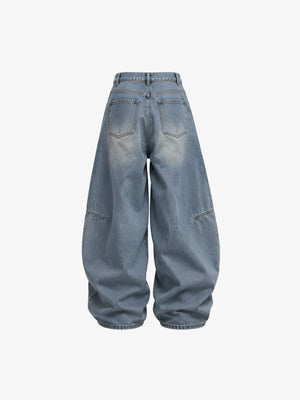 Paint Splatter Baggy Jeans mit Stern-Print – Rückseite flach | XoKool