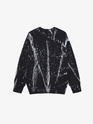 Paint Splatter Brush Stroke Knit Sweater – Black, back view | XoKool