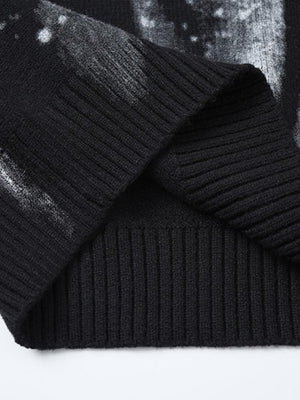 Splatter sweater – Black, hem rib close-up | XoKool