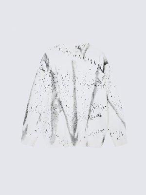 Paint Splatter Brush Stroke Knit Sweater – White, back view | XoKool