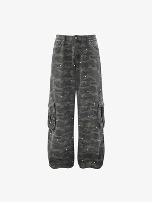 Camo cargo pants – Dark Camo, front flat | XoKool