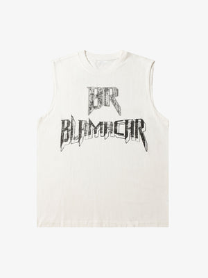 Tanktop mit verblasstem Metall-Buchstaben-Print – Weiß, Vorderansicht | XoKool