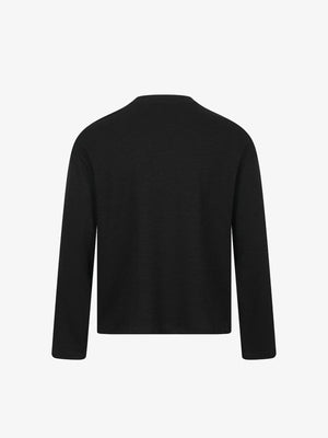 Photo Collage Long Sleeve Tee in Black or White – Black, back flat | XoKool