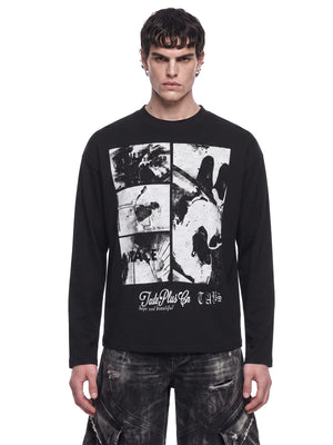Photo Collage Long Sleeve Tee in Black or White – on model, black front | XoKool