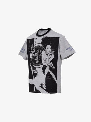 Photo Print Ringer T-Shirt with Portrait Collage – Grey, front view (alt) | XoKool