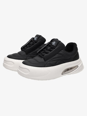 Gesteppte weiße Plateau-Sneaker mit Luftpolster-Ferse – Schwarz, Paar | XoKool