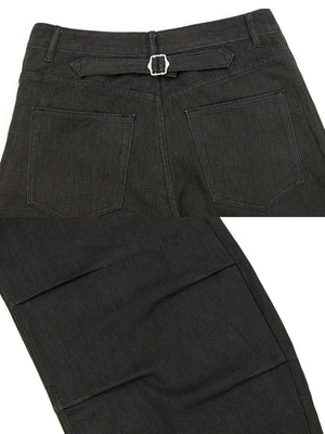 Button fly barrel jeans – Black, back cinch and leg detail | XoKool