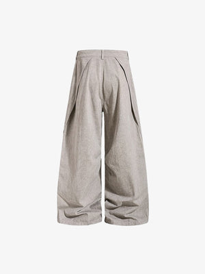 Pleated grey baggy jeans – Light Grey, back flat | XoKool