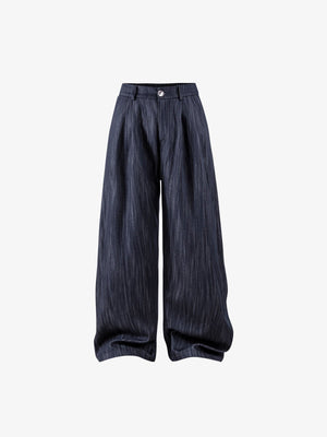 Jeans de pierna ancha con pinzas en índigo oscuro – parte delantera plana | XoKool