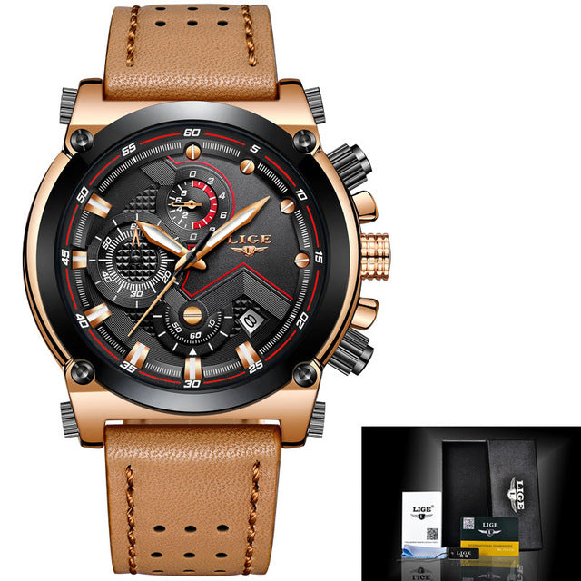 Luxury Leather Sports Chrono Watch