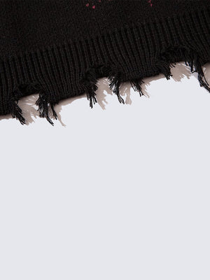 Punk Star Pullover – ausgefranster Saum im Detail | XoKool