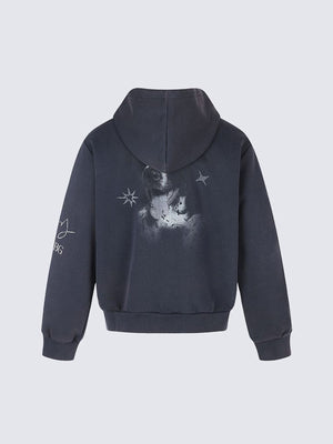 Puppy Zip Hoodie – Navy, Rückseite flach | XoKool