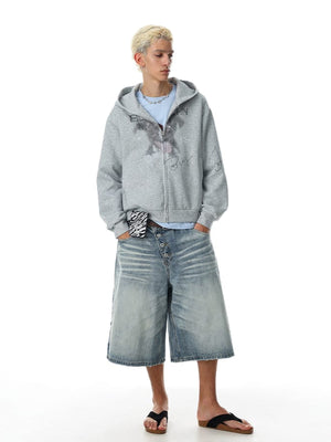 Puppy Zip Hoodie – am Model, Grau, Ganzkörper | XoKool