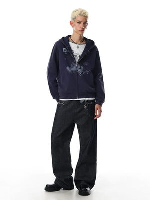 Puppy Zip Hoodie – am Model, Navy, Ganzkörper | XoKool