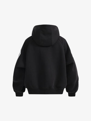 Racing stripe zip hoodie – Black, back view | XoKool