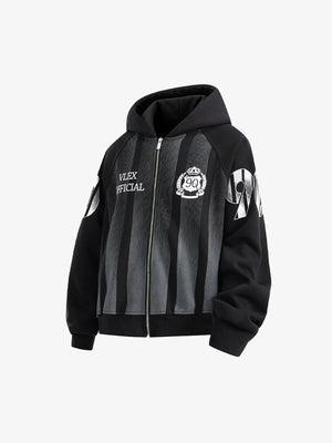 Racing stripe zip hoodie – Black, side view | XoKool