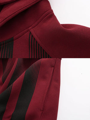 Racing stripe zip hoodie – burgundy stripe and pocket detail | XoKool