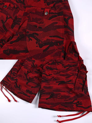 Rote Camo Cargoshorts – Tasche und Kordel Nahaufnahme | XoKool