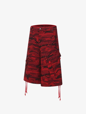 Rote Camo Cargoshorts – Seite flach | XoKool