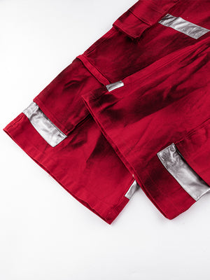 Cargo Pants – Red, hem and tape close-up | XoKool