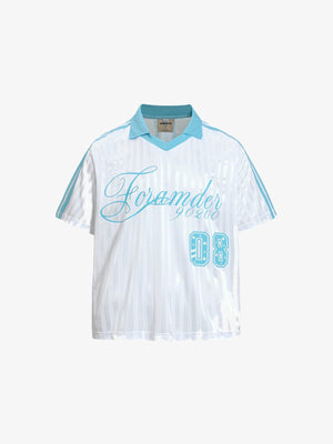 Retro Soccer Shirt with Polo Collar – Light blue, front view | XoKool