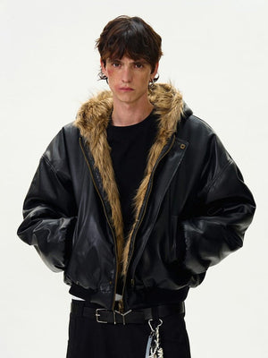 Reversible hooded jacket – on model, PU side | XoKool