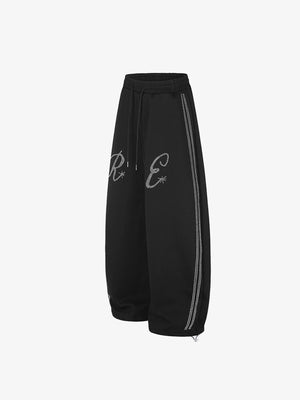 Rhinestone sweatpants – Black, side view | XoKool