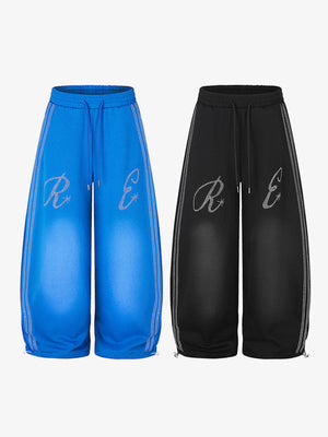 Rhinestone sweatpants – Blue and Black, front pair | XoKool