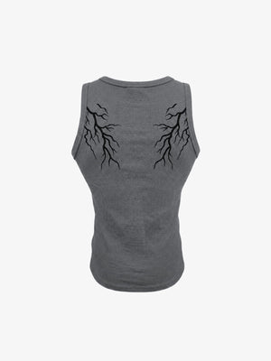 Bolt graphic tank top – Grey, back flat | XoKool
