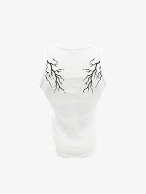 Bolt graphic tank top – White, back flat | XoKool
