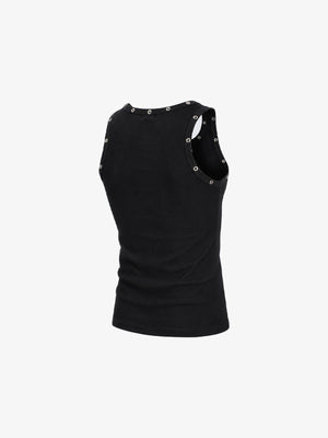 Lace-up tank top – Black, flat back | XoKool