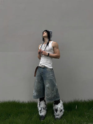 Lace-up tank top – on model, White, full | XoKool