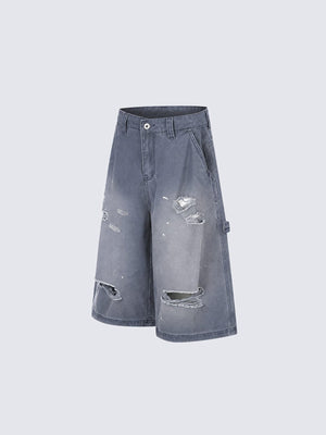 Carpenter Jorts im Used-Look mit Rissen – Seitenansicht flach | XoKool