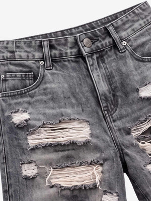Grey Camo Jeans – waist and rips close-up | XoKool