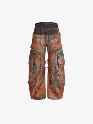 Rust Orange Mud Dye Double Waist Pants – flat front | XoKool