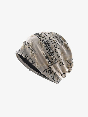 Slouchy Beanie aus dünnem Jersey mit Schriftzug-Print – cremefarbene Beanie, Seitenansicht | XoKool